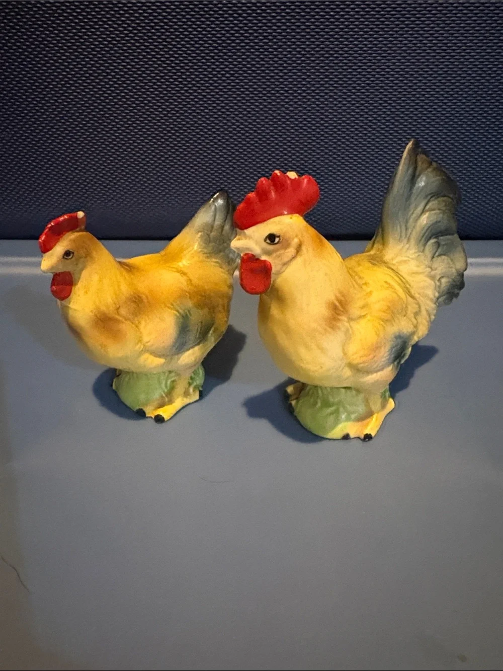 Yellow Ceramic Rooster & Hen salt and pepper set